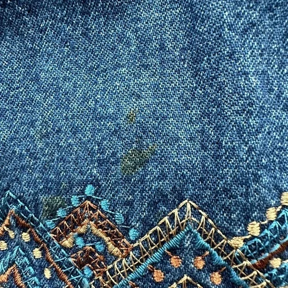 JLNY VINTAGE plus size cotton denim embroidered western sleeveless dress. 2X - Picture 7 of 10